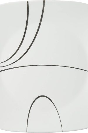 Square Simple Lines Dinner Plate Set, 6 Pack